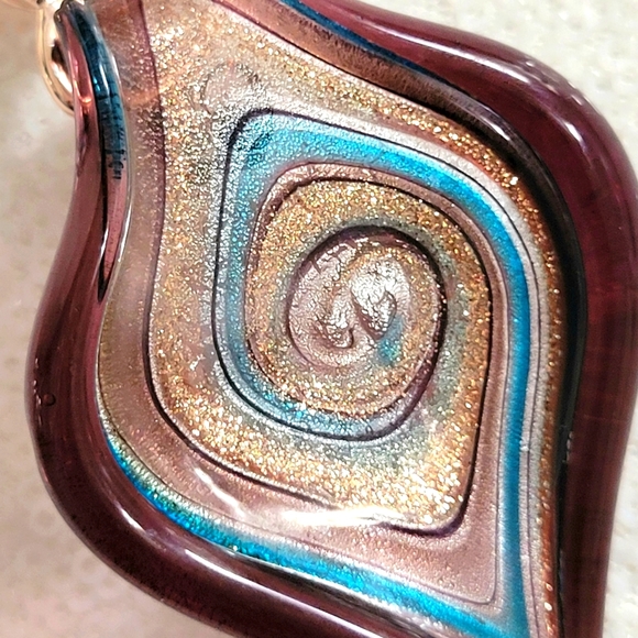 Wearable Art Lampwork Glass Enhancer Pendant with Magnetic Clasp - Picture 6 of 7